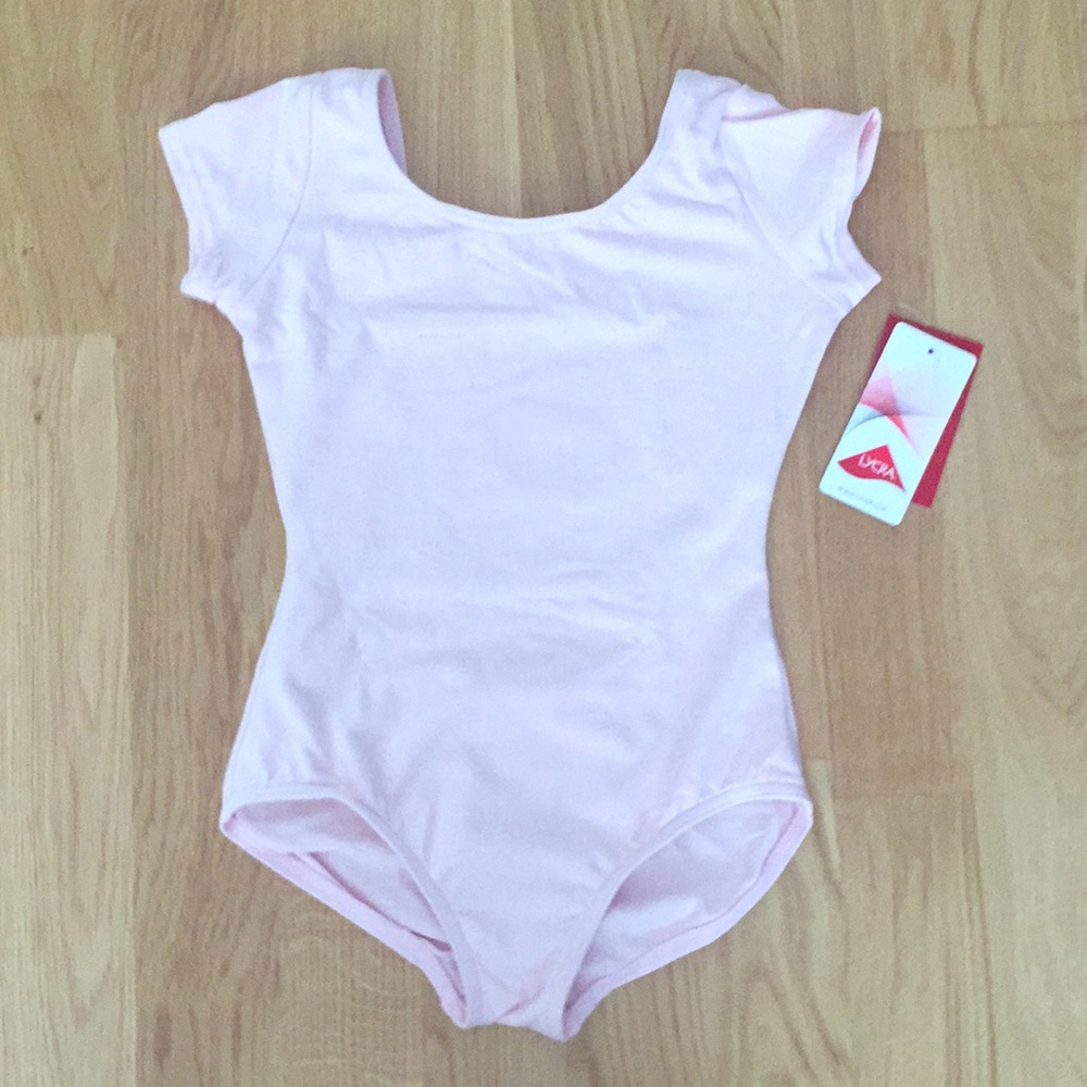 NWT Capezio Lycra Short Sleeve Pink Leotard Size M